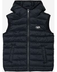 DIESEL - Padded Vest With Logo Polyamide Waistcoat & Gilet - Lyst