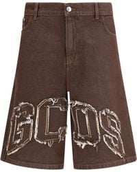 Gcds - Lounge Logo Denim Shorts Cotton Bermuda - Lyst