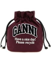 Ganni - Nylon Bucket Bag Recycled Polyamide Handbags - Lyst