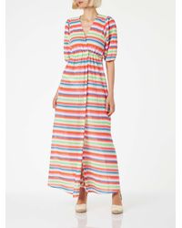 Mc2 Saint Barth - Chevron Raschel Knit Long Beach Dress Bliss With Striped Pattern - Lyst