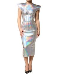 Dolce & Gabbana - Iridescent Bodycon Sheath Midi Dress - Lyst