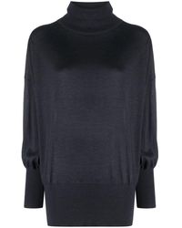 Brunello Cucinelli - Dark Wool Silk Mock Neck Shirt - Lyst