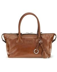 Miu Miu - Miu Miu Glossy Calf Leather Top Handle Bag - Lyst