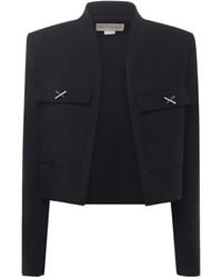 Genny - Cropped Cady Jacket With Jeweled X Detail - Lyst