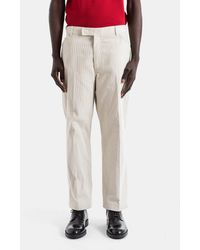 Thom Browne - Tapered Fine-Ribbed Corduroy Sand High-Waisted Chino With Backstrap Trousers - Lyst
