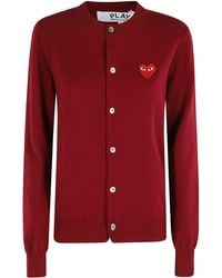 COMME DES GARÇONS PLAY - Round Neck Cardigan Emblem - Lyst