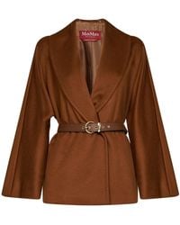 Max Mara - Tan Mstabissi Belted Short Coat - Lyst