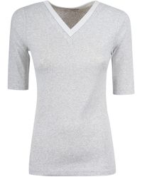 Peserico - V-Neck Fitted T-Shirt - Lyst