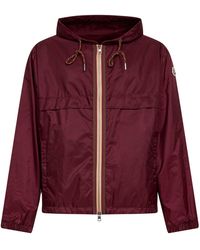 Moncler - Burgundy Nidge Hooded Jacket - Lyst