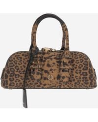 Pinko - Escape Horizontal Suede Bowling Bag Leather Handbags - Lyst