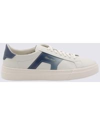 Santoni - White And Blue Leather Buckle Sneakers - Lyst