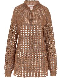 Valentino Garavani - Openwork Sweater Linen Sweater, Cardigans - Lyst