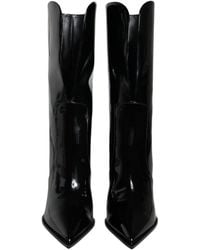 Dolce & Gabbana - Patent Leather Mid Calf Boots Shoes - Lyst