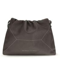 Brunello Cucinelli - Brown Calf Leather Bos Taurus Shoulder Bag - Lyst