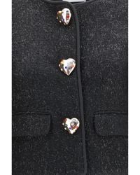 Self-Portrait - Metallic Bouclé Jacket With Faux Fur Cuffs - Lyst