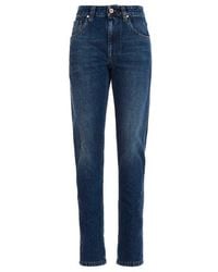 Brunello Cucinelli - Dark Straight Leg Trousers - Lyst