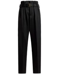 Etro - Wide-Leg Wool Trousers With Belt - Lyst