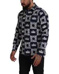 Dolce & Gabbana - Denim Stretch Dg Crown Logo Casual Shirt Cotton - Lyst
