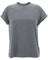Brunello Cucinelli - Crewn Neck T-Shirt With Pearls - Lyst
