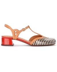 Chie Mihara Rabal Sandal In Striped Leather - Natural