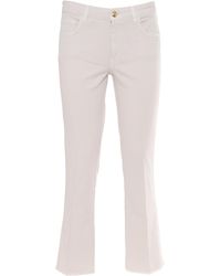 Fay - Cropped Fringed Pants Cotton Elastane Straight Jeans - Lyst