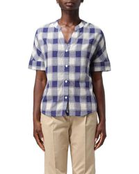 Woolrich - Checked V-Neck Short-Sleeved Shirt - Lyst