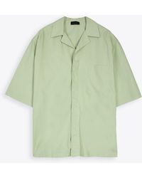 Roberto Collina - Camicia Mc Over Popeline Sage Poplin Bowling Shirt With Short Sleeves - Lyst