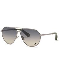 Philipp Plein - Sunglasses Aviator Full Rim, Shiny Gunmetal Frame And Light Gradient Lens Spp007V0508 - Lyst
