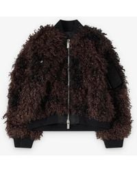 Sacai - Blouson Curly Faux Fur Marron Jacket - Lyst