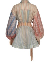 Jupe Mini Zimmermann 'Rhythmic Feather' - Taille 0P - Couleur Ivoire - Neuf Avec étiquettes