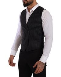 Dolce & Gabbana - Dolce Gabbana Gray Striped Double Breasted Waistcoat Vest - Lyst