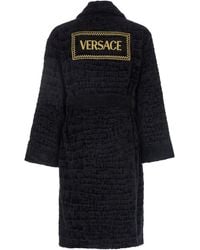 Versace - Bathrobe With Medusa Plaque On The Front And Maxi Logo On The Back - Lyst