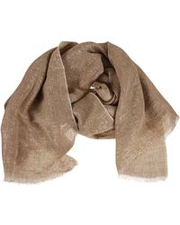Red Brunello Cucinelli Frayed Metallic Cashmere-blend Scarf in Claret Womens Scarves and mufflers Brunello Cucinelli Scarves and mufflers 