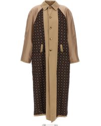 Moschino - Long Trench Coat With Patterned Inserts - Lyst