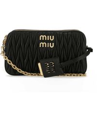 Miu Miu - Black Nappa Leather Mini Crossbody Bag - Lyst