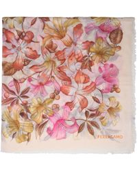 Ferragamo - Cashmere Shawl With Flower Pattern - Lyst