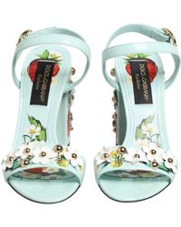 Dolce & Gabbana - Mint Floral Studs Heels Sandals Shoes 100Lf - Lyst