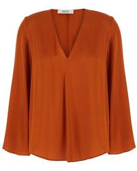 Jucca - V-Neck Top Silk Blouses - Lyst
