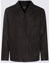 ZEGNA - Dark Linen Casual Jacket - Lyst