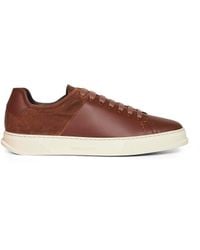 Ferragamo - Leather And Suede Clayton Low-Top Sneakers - Lyst