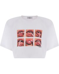 Fiorucci - Crop T-Shirt Mouth Made Of Cotton - Lyst
