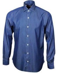 Barba Napoli - Dandylife Denim Shirt With Hand-Sewn Italian Collar And Mother-Of-Pearl Buttons - Lyst
