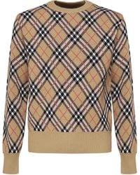 Burberry - Check Wool And Mohair Blend Sweater - Lyst