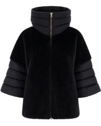 Herno - Down Jacket With Faux Fur Sleeves Polyester - Lyst