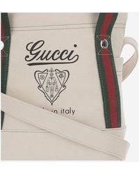 Gucci - Printed Fabric Bag Cotton Shoulder - Lyst