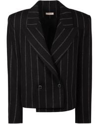 The Mannei - Double-Breasted Pinstripe Blazer Wool Blazers - Lyst