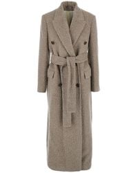 Golden Goose - Double-Breasted Coat With Classic Lapels And Belt - Lyst