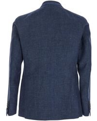 Tagliatore - Double-Breasted Blazer With Logo Pin On The Front - Lyst