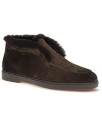 Santoni - Suede Shearling Ankle Boots - Lyst