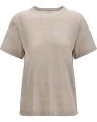 Brunello Cucinelli - Crewneck Short-Sleeve T-Shirt Linen; Polyamide T-Shirts - Lyst